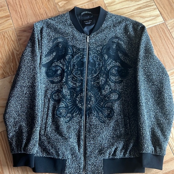ZARA Mouline Bomber Jacket XL - Picture 3 of 4